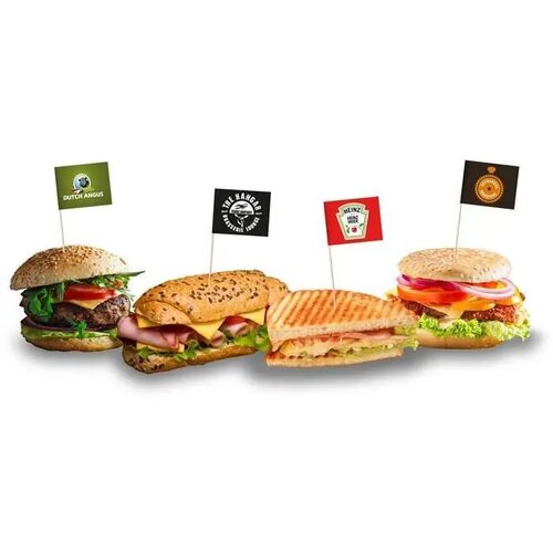 Sandwichprikkers met full colour vlaggetje | Vanaf 100 stuks