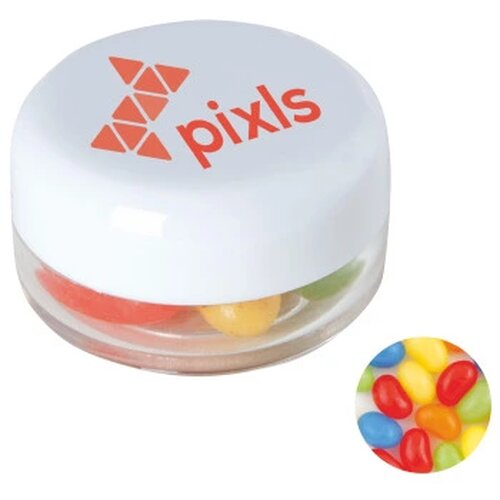 Kunststof rond potje met deksel jelly beans wit