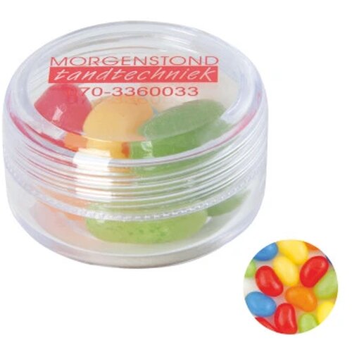 Kunststof rond potje met deksel jelly beans transparant