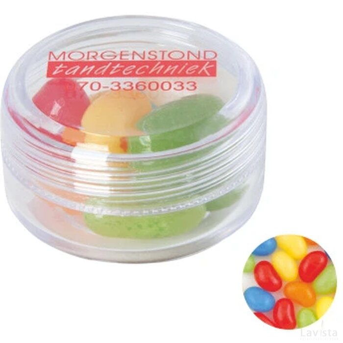 Kunststof rond potje met deksel jelly beans transparant