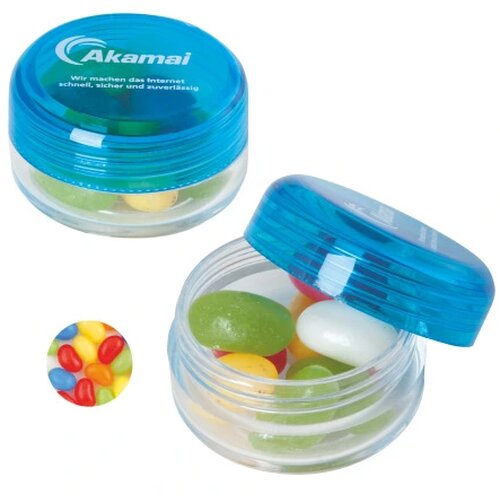 Kunststof rond potje met deksel jelly beans lichtblauw