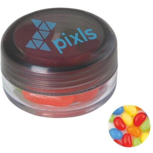 Kunststof rond potje met deksel jelly beans donkergrijs.