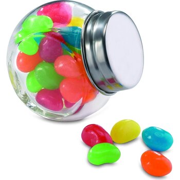 Glazen pot gevuld met snoepjes Beandy multicolour