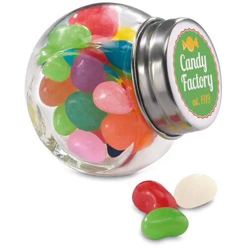 Glazen pot gevuld met snoepjes Beandy multicolour