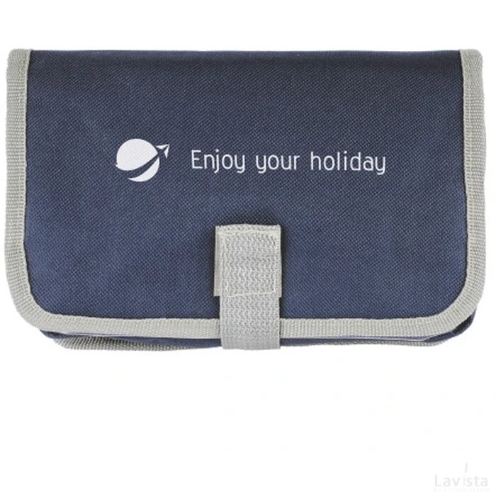 Toilettas luxe met klittenbandsluiting polyester 600D donkerblauw