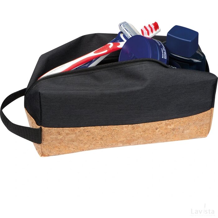 Toilettas met kurk zwart