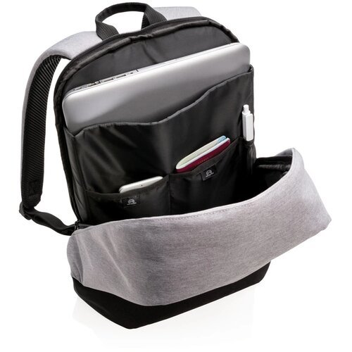 Standaard RFID anti-diefstal 15.6”laptop rugzak PVC-vrij grijs, zwart