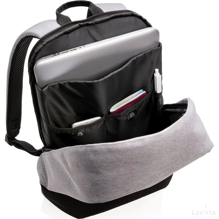 Standaard RFID anti-diefstal 15.6”laptop rugzak PVC-vrij grijs, zwart