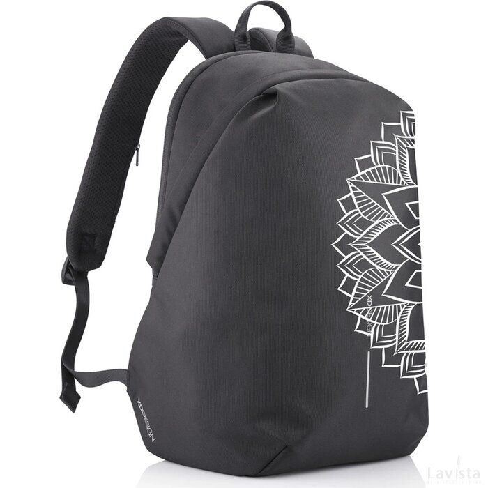 Bobby Soft "Art", anti-diefstal rugzak zwart, wit