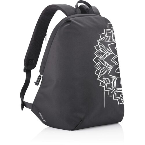 Bobby Soft "Art", anti-diefstal rugzak zwart, wit