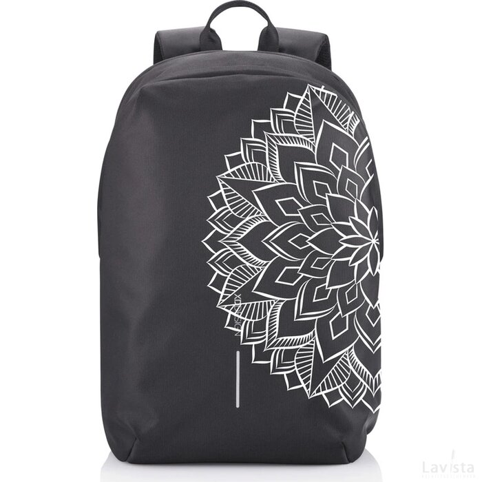 Bobby Soft "Art", anti-diefstal rugzak zwart, wit