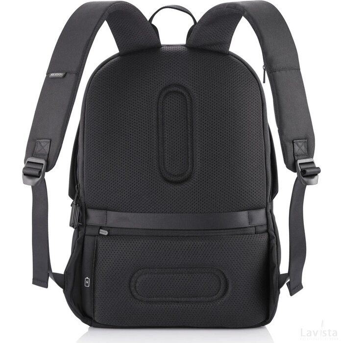 Bobby Soft "Art", anti-diefstal rugzak zwart, wit