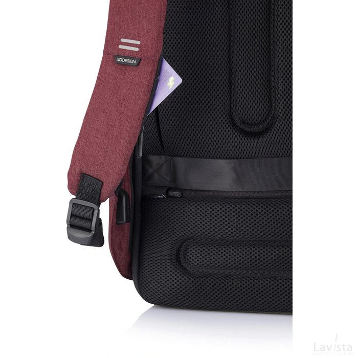 Bobby Hero Regular, anti-diefstal rugzak kersenrood