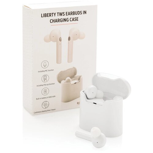 Liberty draadloze oordopjes in oplaadcassette wit