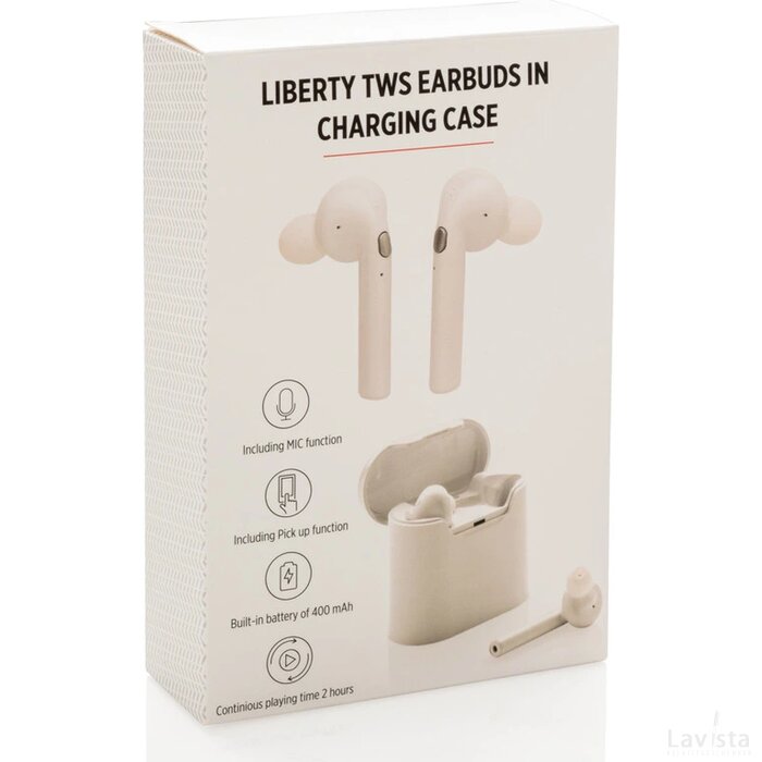 Liberty draadloze oordopjes in oplaadcassette wit