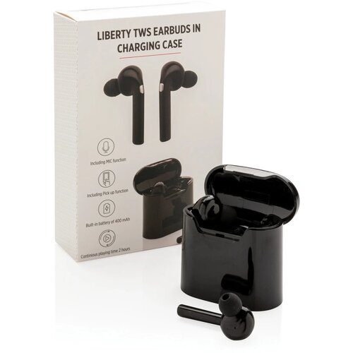 Liberty draadloze oordopjes in oplaadcassette zwart