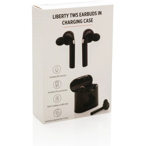 Liberty draadloze oordopjes in oplaadcassette zwart
