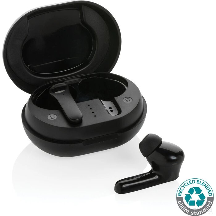 RCS standaard recycled plastic TWS oordopjes zwart