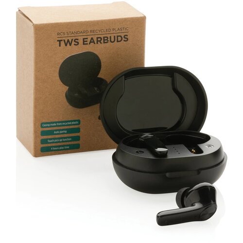 RCS standaard recycled plastic TWS oordopjes zwart