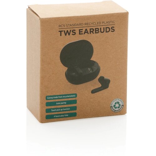 RCS standaard recycled plastic TWS oordopjes zwart