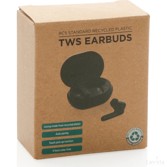 RCS standaard recycled plastic TWS oordopjes zwart