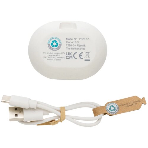RCS standaard recycled plastic TWS oordopjes wit