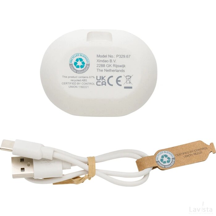RCS standaard recycled plastic TWS oordopjes wit