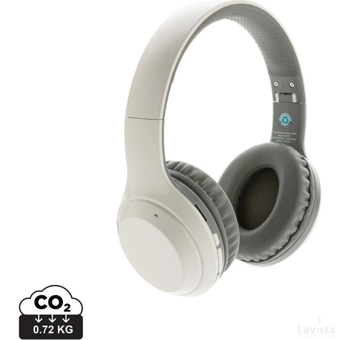 RCS standaard recycled plastic hoofdtelefoon wit