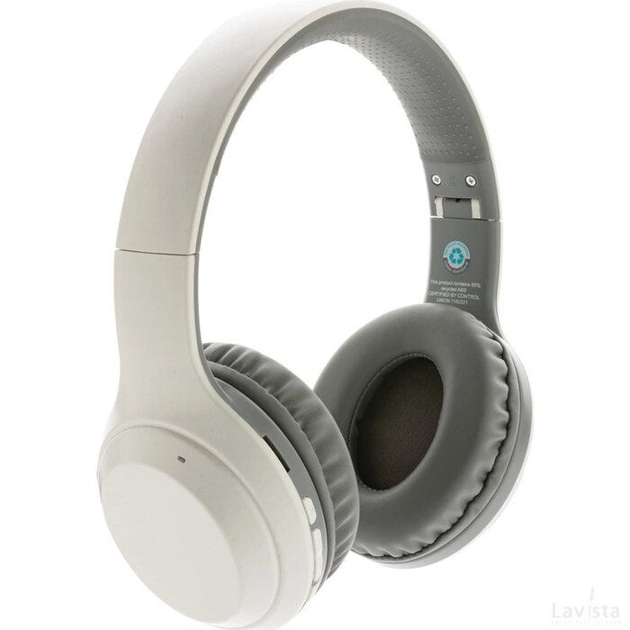 RCS standaard recycled plastic hoofdtelefoon wit