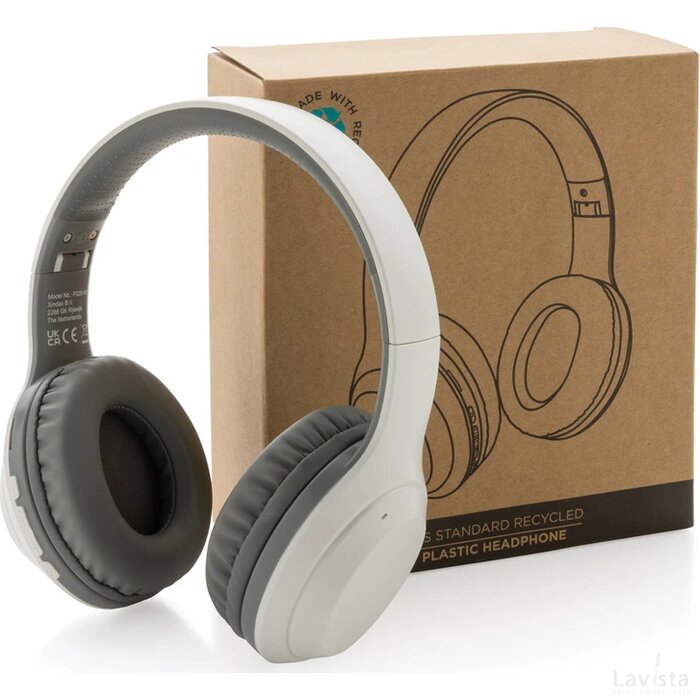 RCS standaard recycled plastic hoofdtelefoon wit