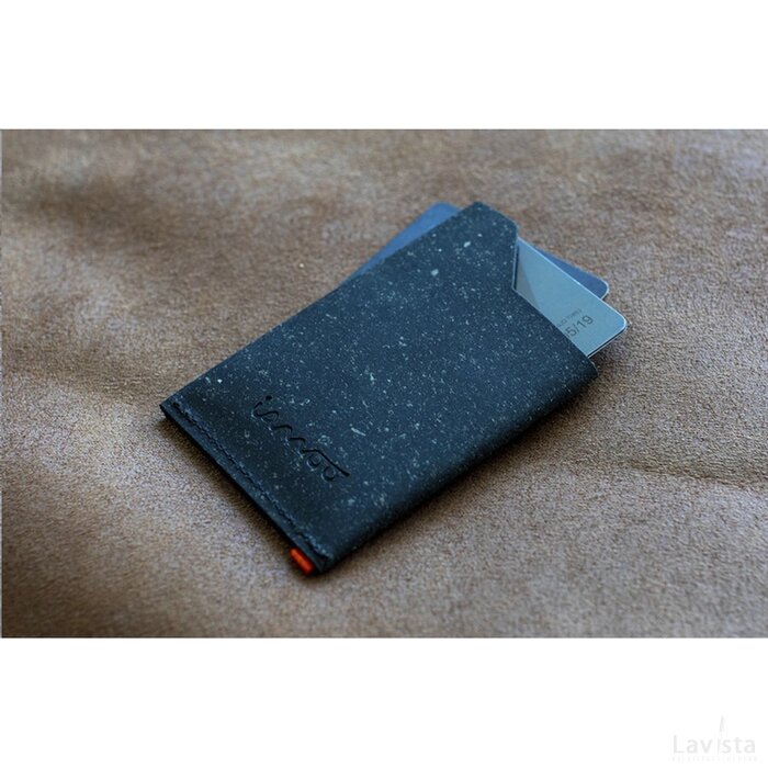 Recycled Leather Cardholder Kaarthouder Zwart