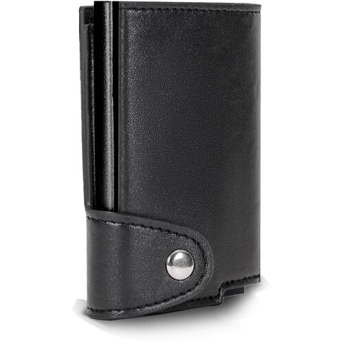 RFID kaarthouder met leerlook hoes zwart / zwart