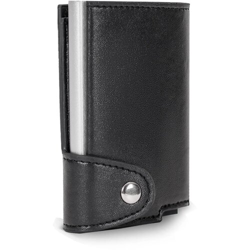 RFID kaarthouder met leerlook hoes zwart / zilver