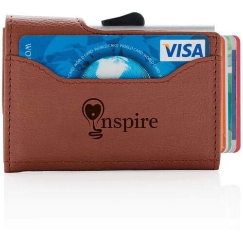 C-Secure aluminium RFID kaarthouder & portemonnee bruin, zilver