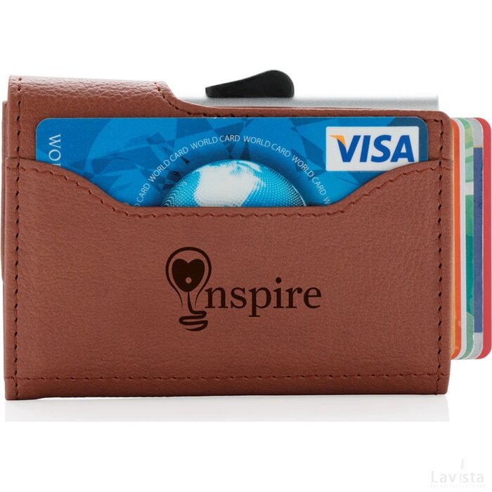 C-Secure aluminium RFID kaarthouder & portemonnee bruin, zilver