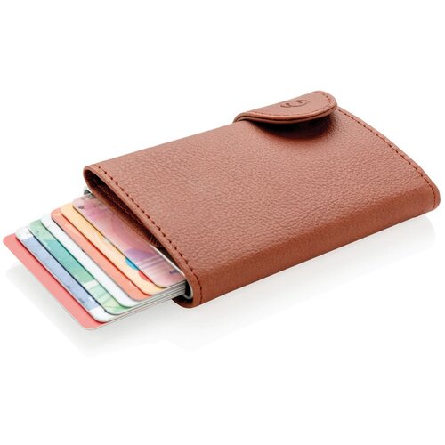 C-Secure aluminium RFID kaarthouder & portemonnee bruin, zilver