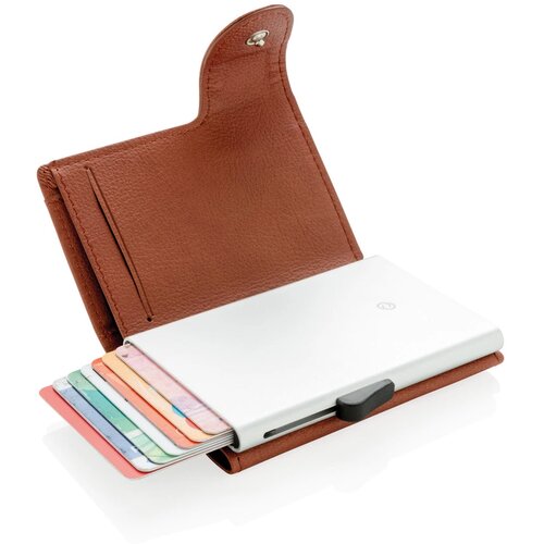 C-Secure aluminium RFID kaarthouder & portemonnee bruin, zilver