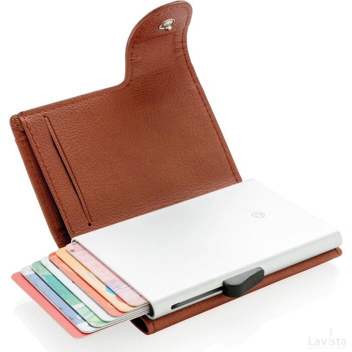 C-Secure aluminium RFID kaarthouder & portemonnee bruin, zilver