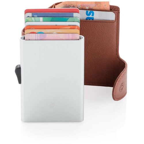 C-Secure aluminium RFID kaarthouder & portemonnee bruin, zilver