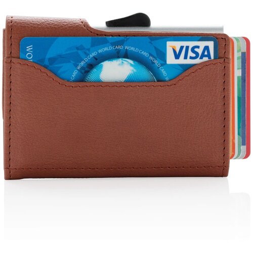 C-Secure aluminium RFID kaarthouder & portemonnee bruin, zilver