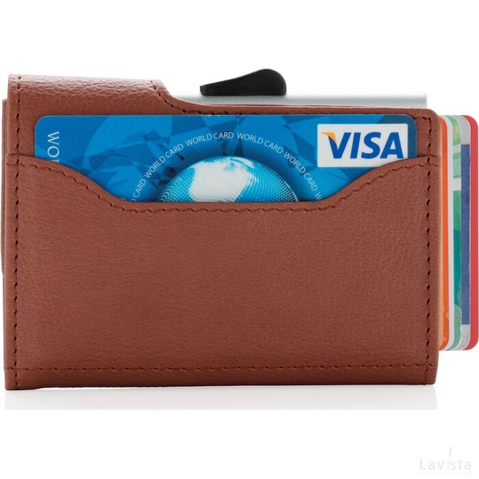 C-Secure aluminium RFID kaarthouder & portemonnee bruin, zilver