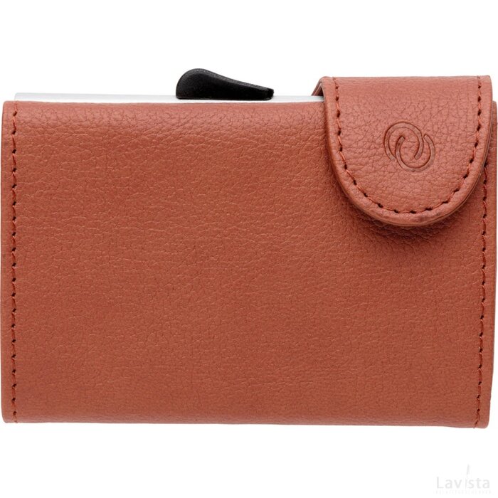 C-Secure aluminium RFID kaarthouder & portemonnee bruin, zilver