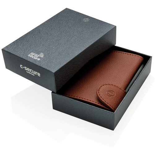 C-Secure aluminium RFID kaarthouder & portemonnee bruin, zilver