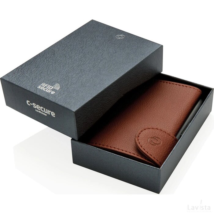 C-Secure aluminium RFID kaarthouder & portemonnee bruin, zilver