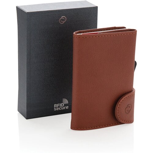 C-Secure aluminium RFID kaarthouder & portemonnee bruin, zilver