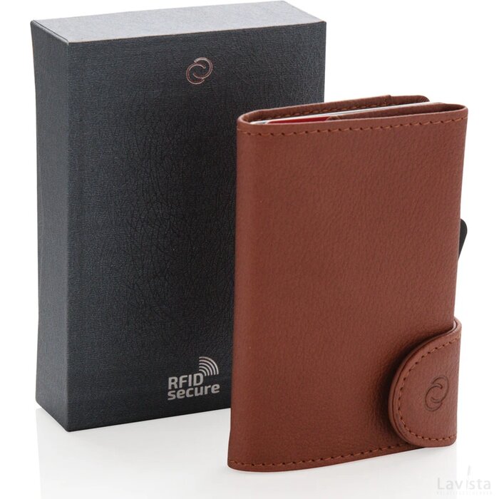 C-Secure aluminium RFID kaarthouder & portemonnee bruin, zilver