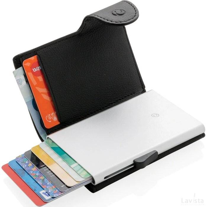 C-Secure aluminium RFID kaarthouder & portemonnee zwart, zilver