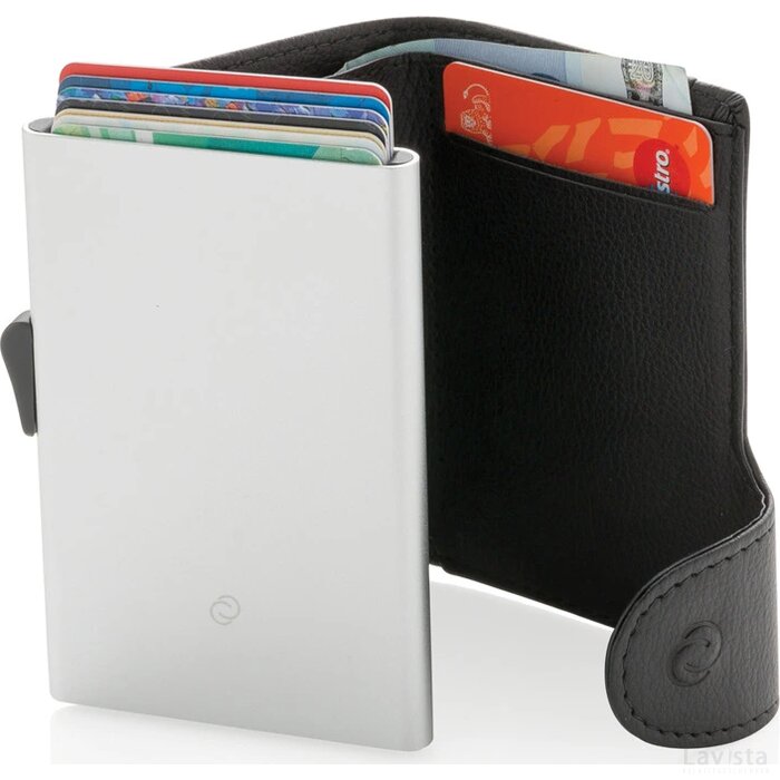 C-Secure aluminium RFID kaarthouder & portemonnee zwart, zilver