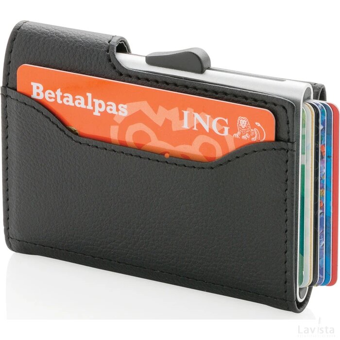 C-Secure aluminium RFID kaarthouder & portemonnee zwart, zilver