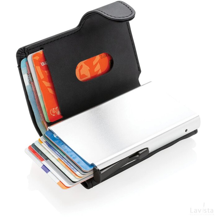 Standaard aluminium RFID kaarthouder met PU portemonnee zwart